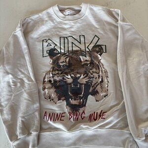 Anine Bing Cream Crewneck with Tiger Graphic
